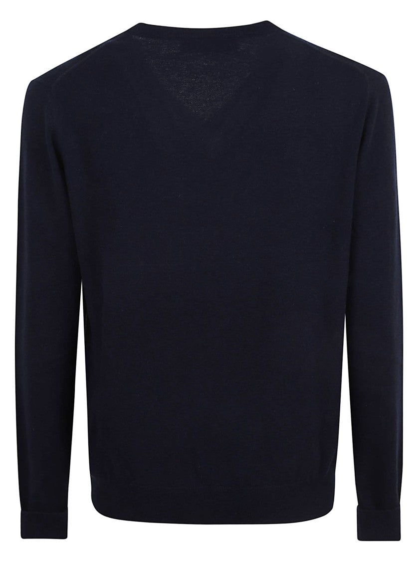 Ballantyne V-Neck Cashmere Sweater With Classic Argyle Pattern