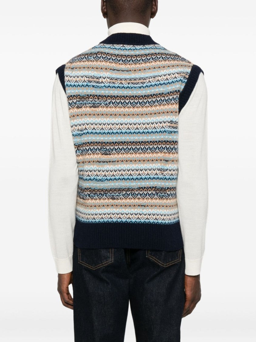 Daniele Fiesoli Multicolour Striped Wool Sweater Vest