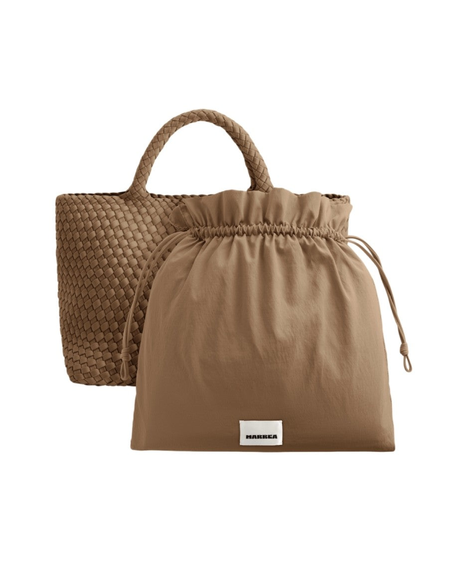 Marrea Neoprene Handbag With Woven Structure And Drawstring Pouch