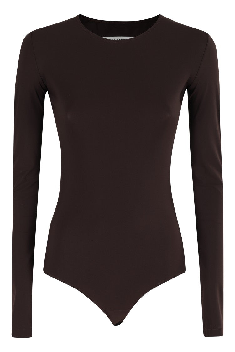 Mm6 By Maison Margiela Sleek Brown Body With Long Sleeves
