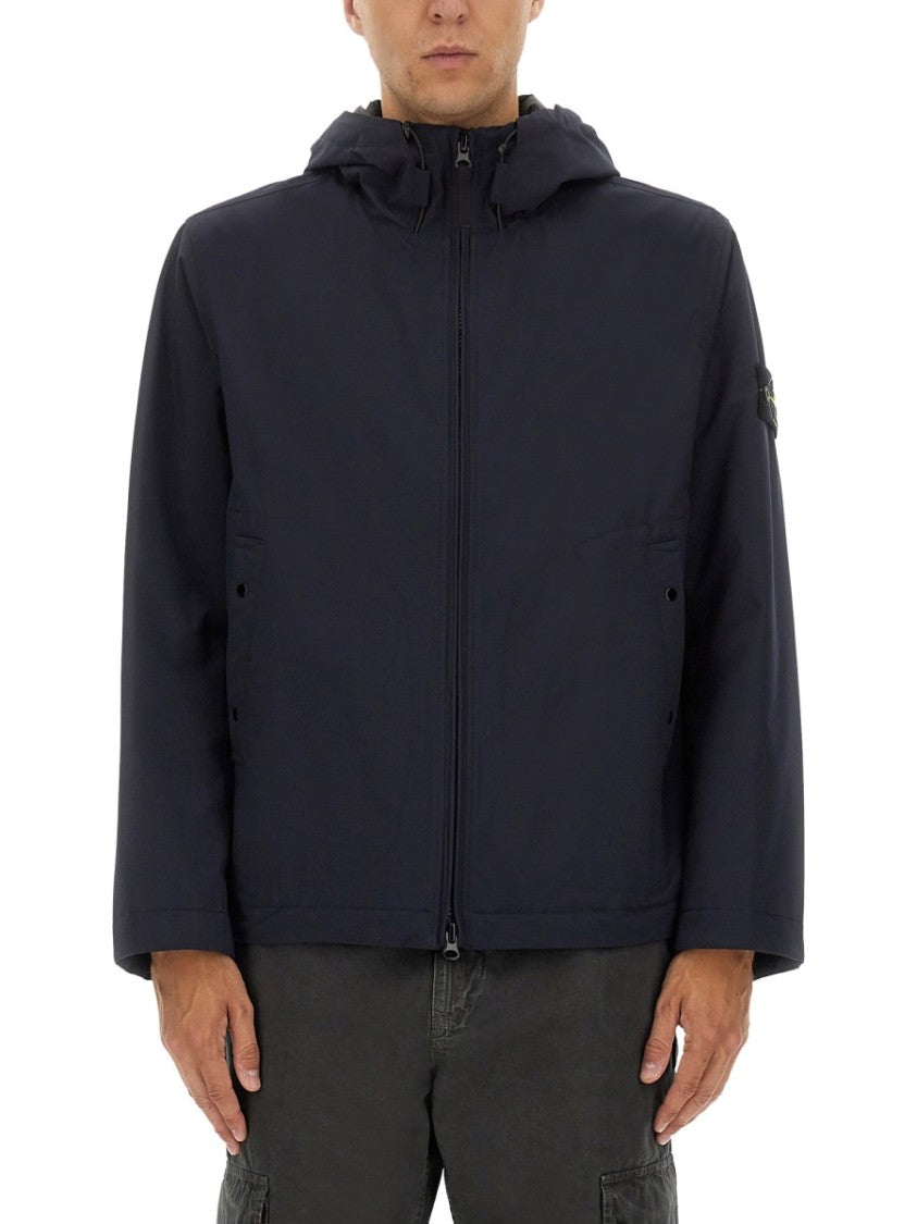 Stone Island Contemporary Hooded Jacket With Distinctive Logo Patch