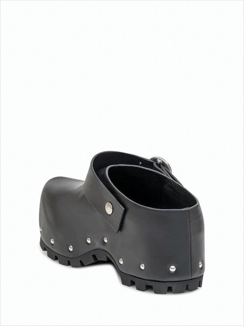 Jil Sander Black Leather Mules With Sole