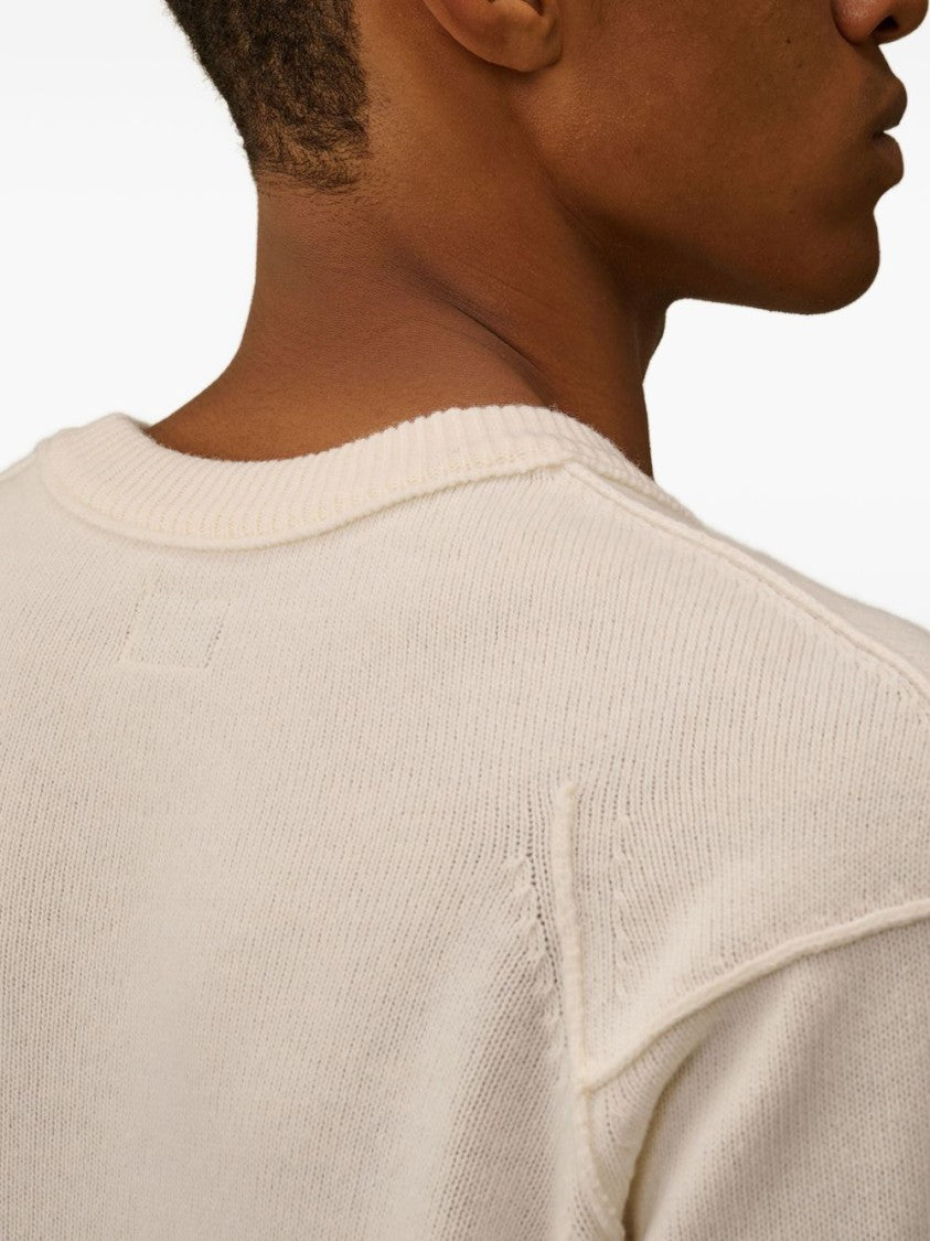 C.P. Company Crew Neck Sweater With Unique Sleeve Patch