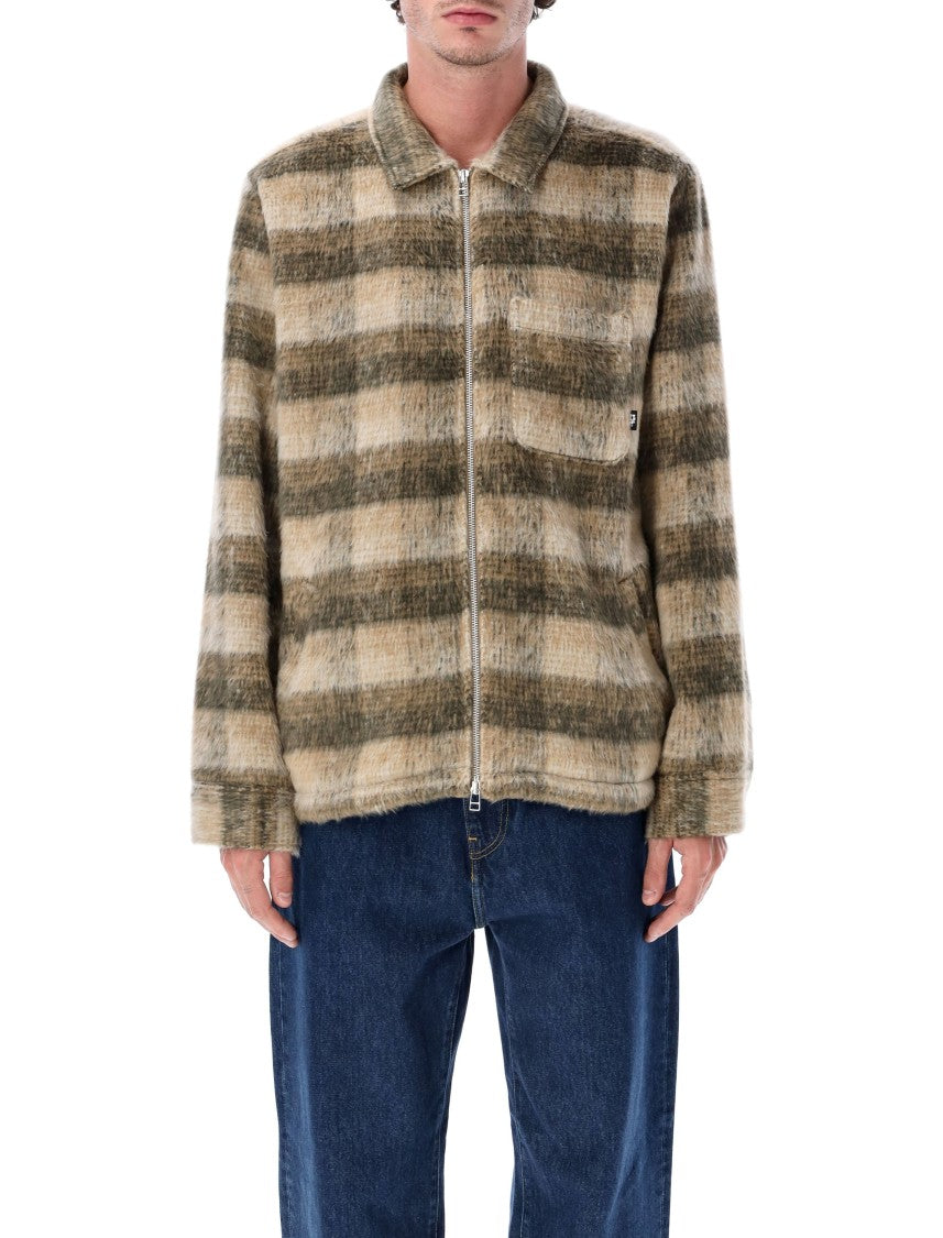 Huf Relaxed Fit Brown Fuzzy Plaid Jacket