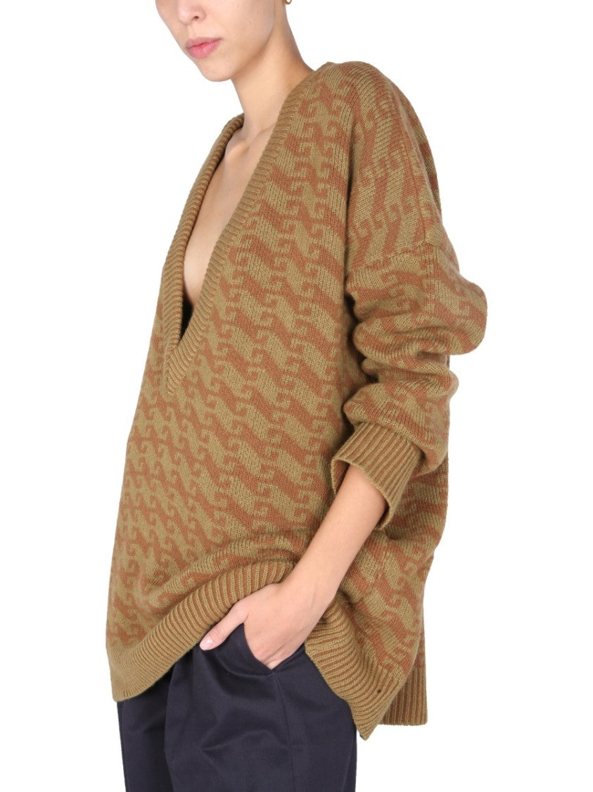 Jejia V-Neck Jacquard Sweater