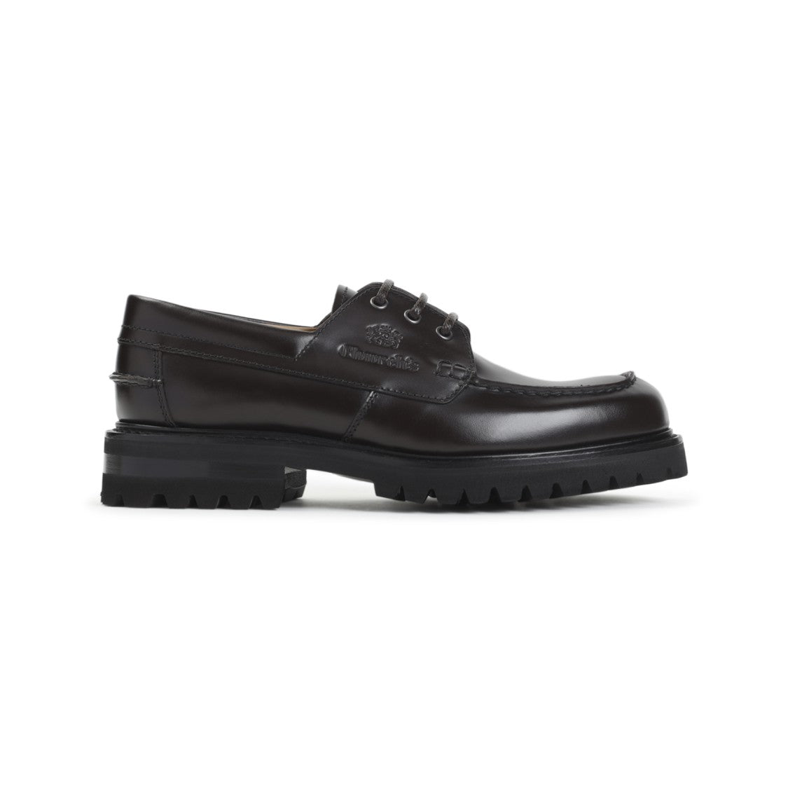Church's Moc Toe Black Calf Leather Shoes With Chunky Rubber Sole