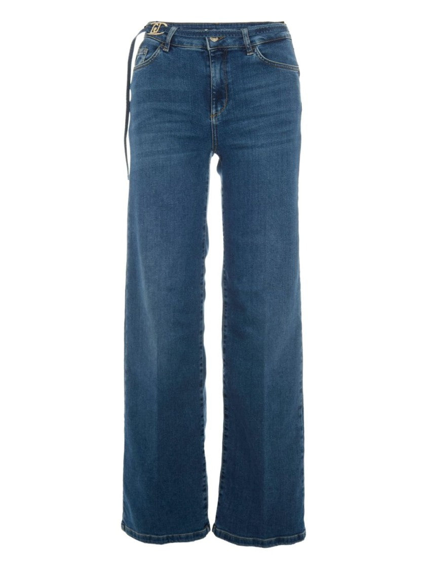 Liu Jo Wide-Leg Jeans With Belt Detail And Gold-Tone Hardware