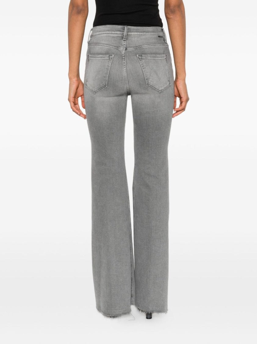 Mother High-Waisted Flared Jeans With Distressed Hem