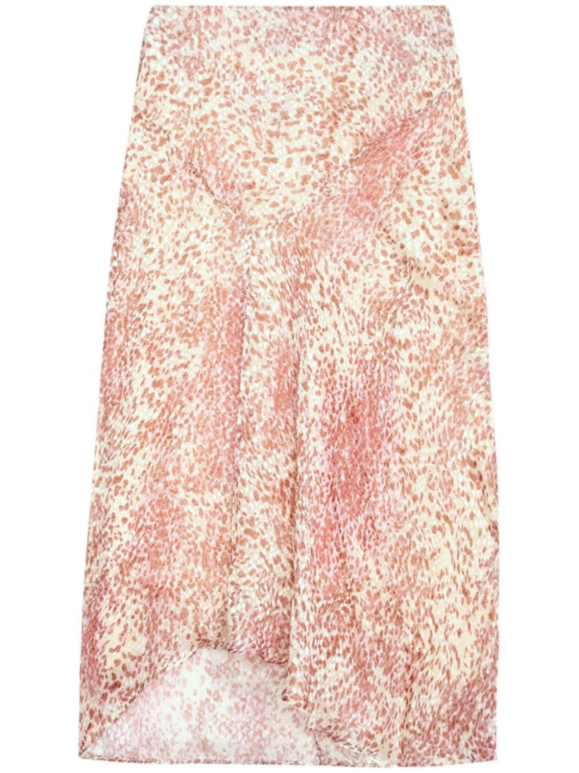 Isabel Marant Ruby Red And White Abstract Lisanne Midi Skirt