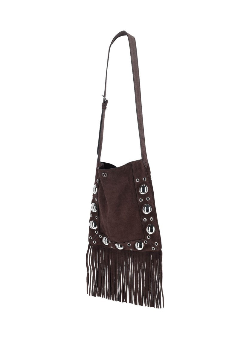Valentino Garavani Structured Brown Handbag With Design
