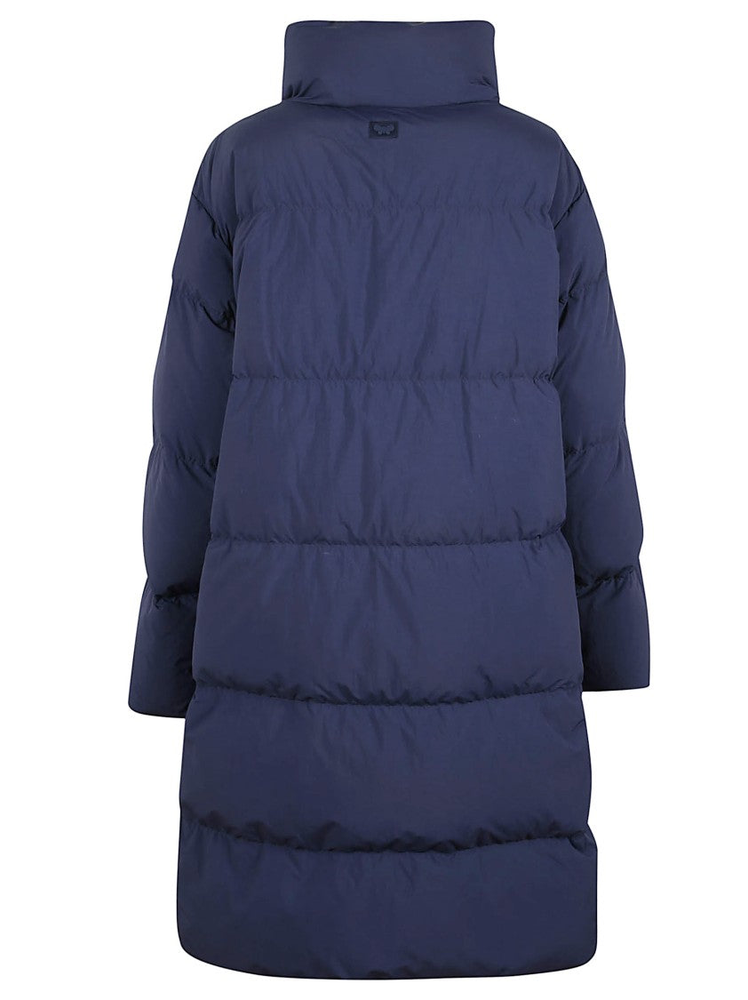 Max Mara Padded Blue Nylon Down Jacket With Flap Pockets