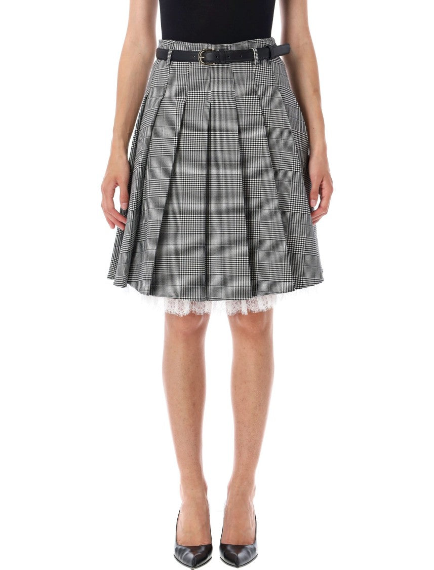 Self-Portrait Pleated Midi Skirt Prince Of Wales