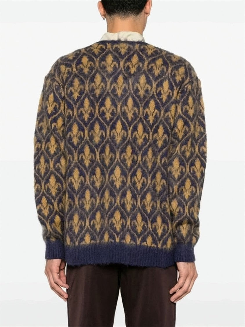 Needles Luxurious Mohair Blend Cardigan With Ornate Motif