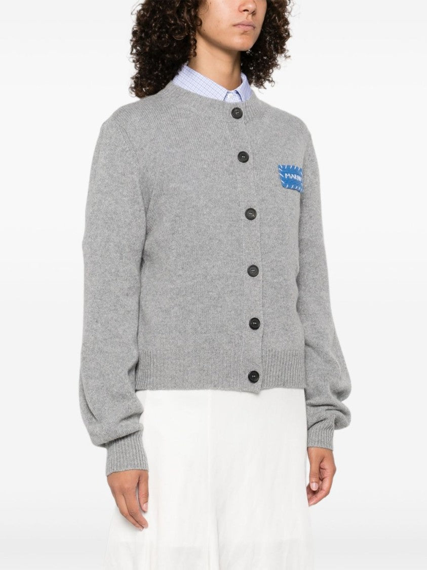 Marni Cropped Gray Cashmere Sweater