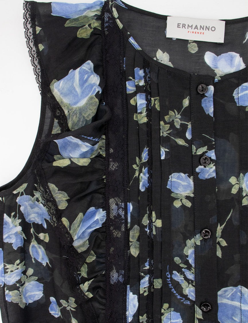 Ermanno Firenze Maxi Dress With Tone-On-Tone Lace Applications