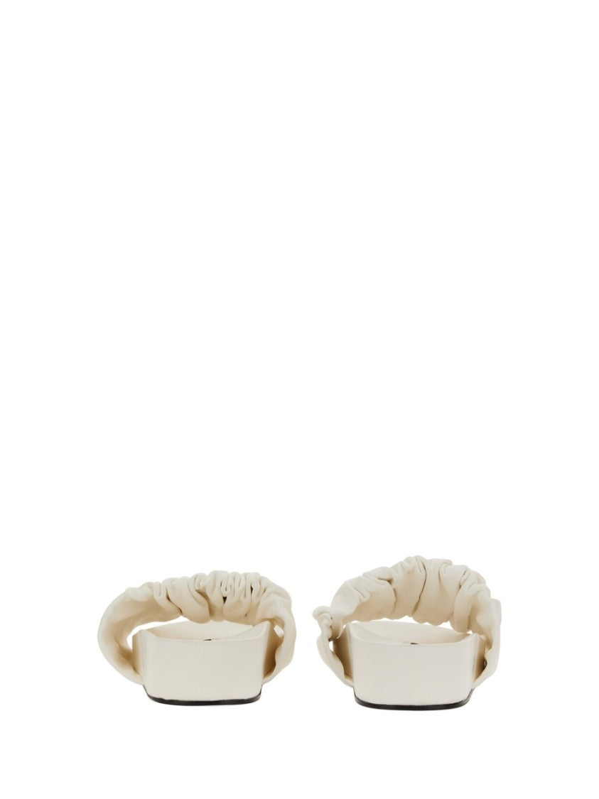 Jil Sander Gathered Calfskin Sandals With Design