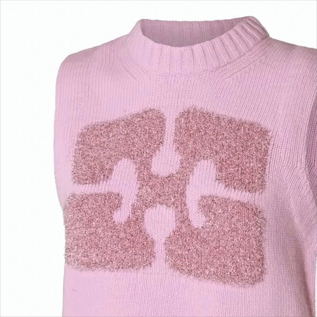 Ganni Sleeveless Textured Knitted Sweater Vest With High Ribbed Neckline
