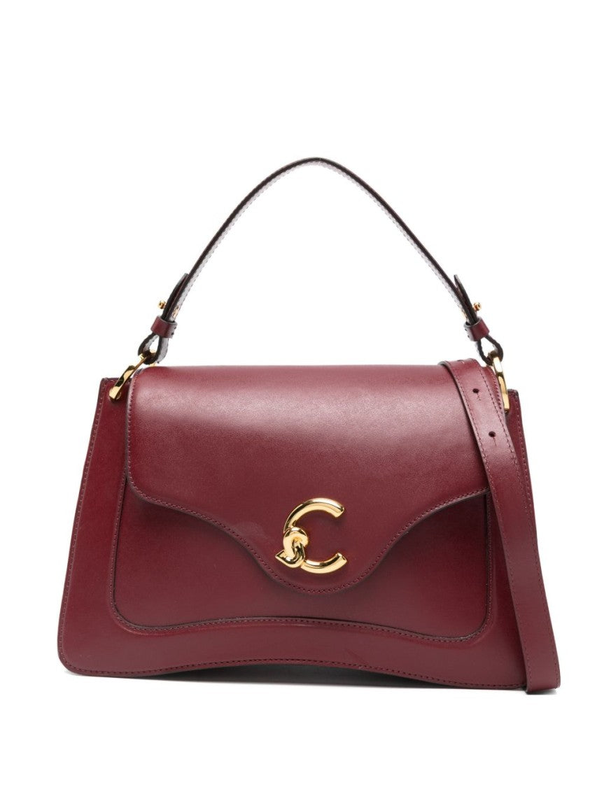 Coccinelle Structured Deep Red Calfskin Handbag