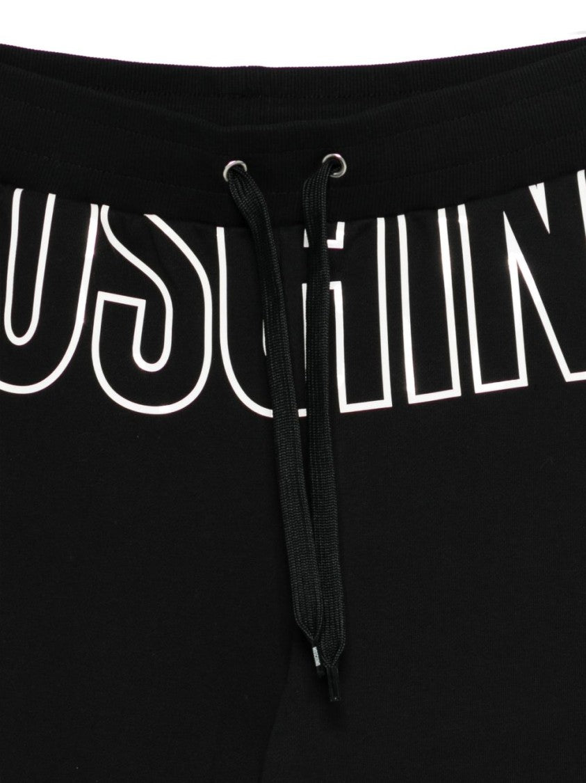 Moschino Tailored Black Trousers With Logo-Embellished Waistband