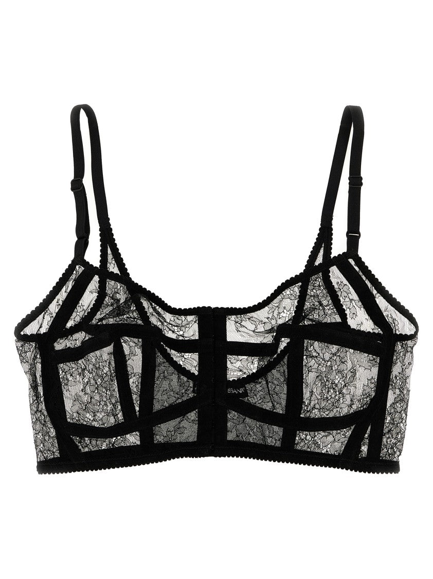 Dolce & Gabbana Intricate Floral Lace Bra With Adjustable Straps