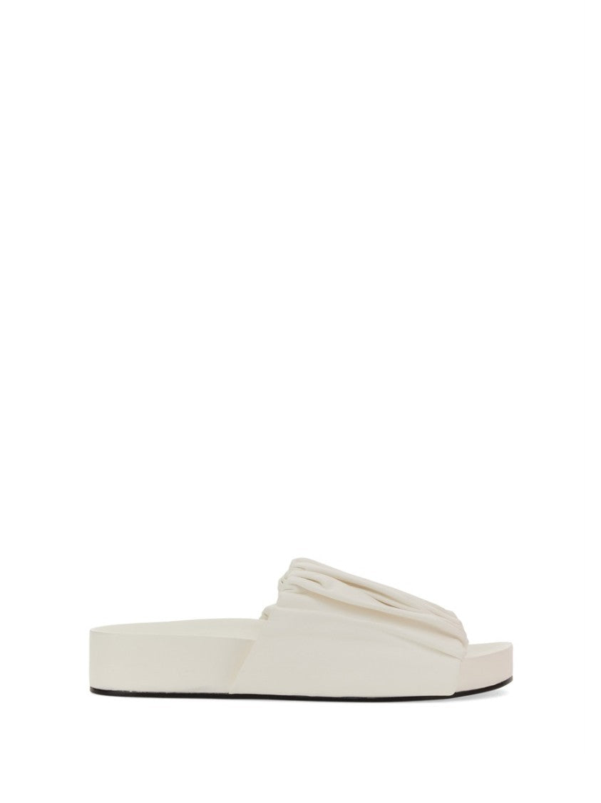 Jil Sander Gathered Calfskin Sandals With Design
