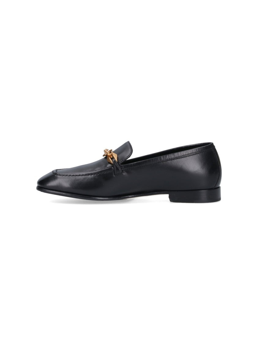 Jimmy Choo "Diamond Tilda" Loafers In Black Hammered Leather