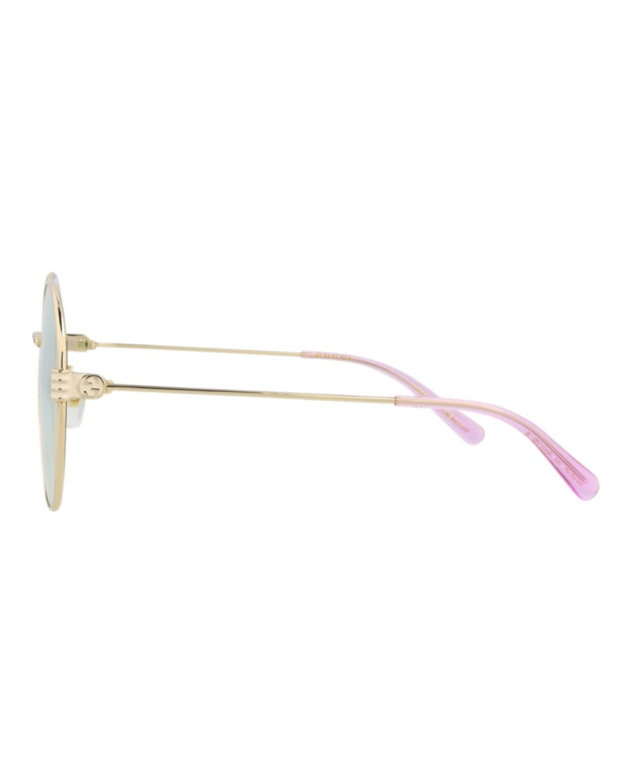 Gucci Round-Frame Metal Sunglasses
