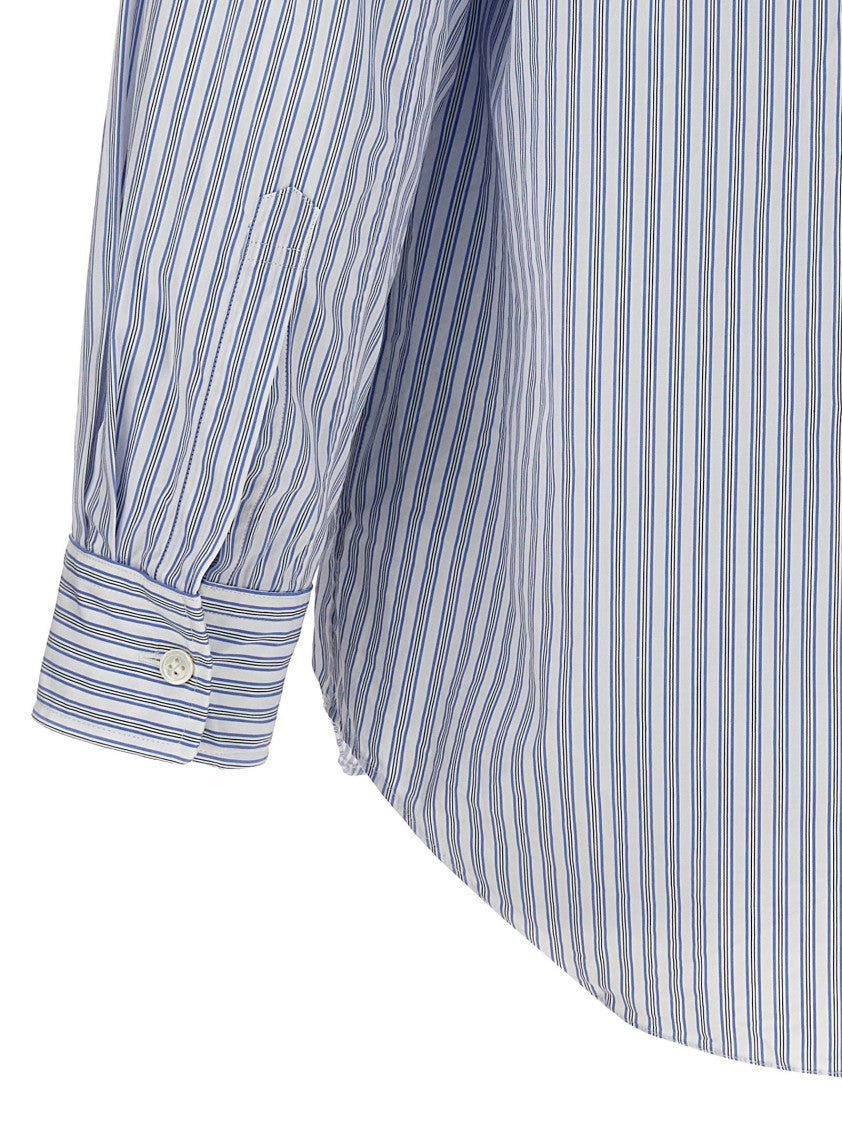 Comme Des Garçons Logo Patch Striped Shirt