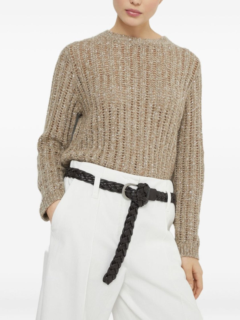 Brunello Cucinelli Textured Ribbed Sweater With Shimmering Threads