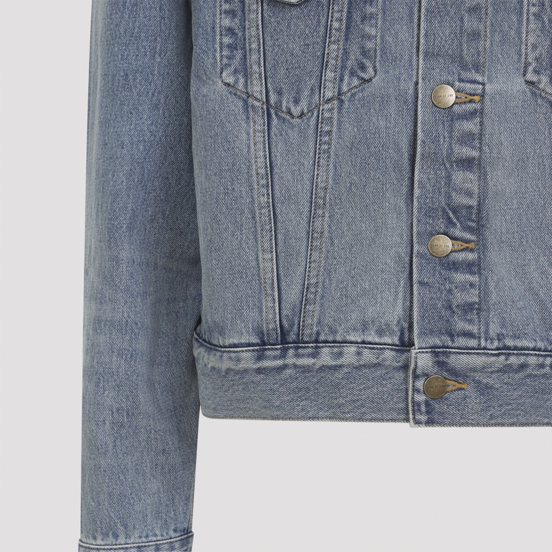 Fear Of God Light Blue Denim Jacket With Button-Up Front And Vintage Finish