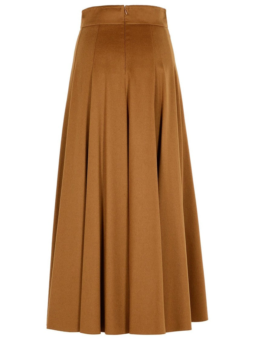 Max Mara A-Line 'Sagra' Camel Leather Skirt