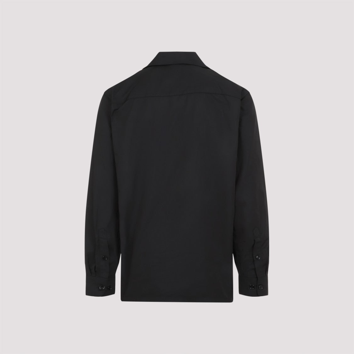 Dries Van Noten Cornish Black Tech Fabric Shirt With Pointed Collar