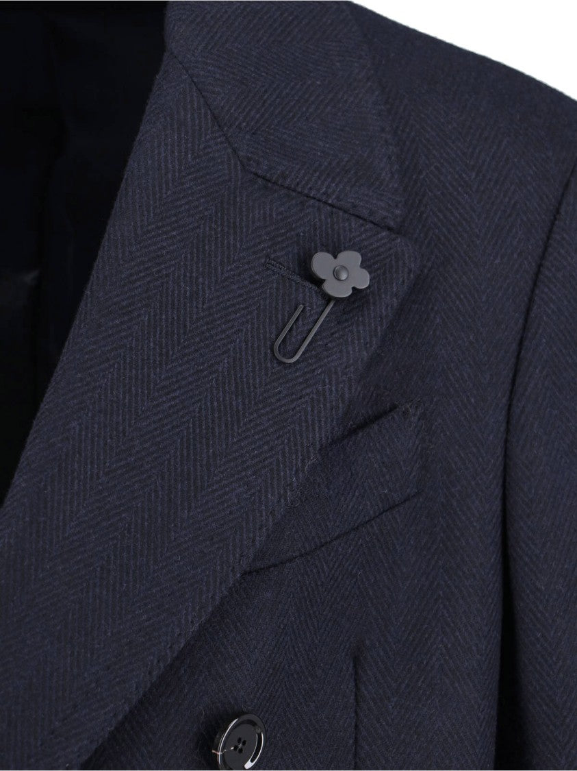 Lardini Double-Breasted Coat – Navy
