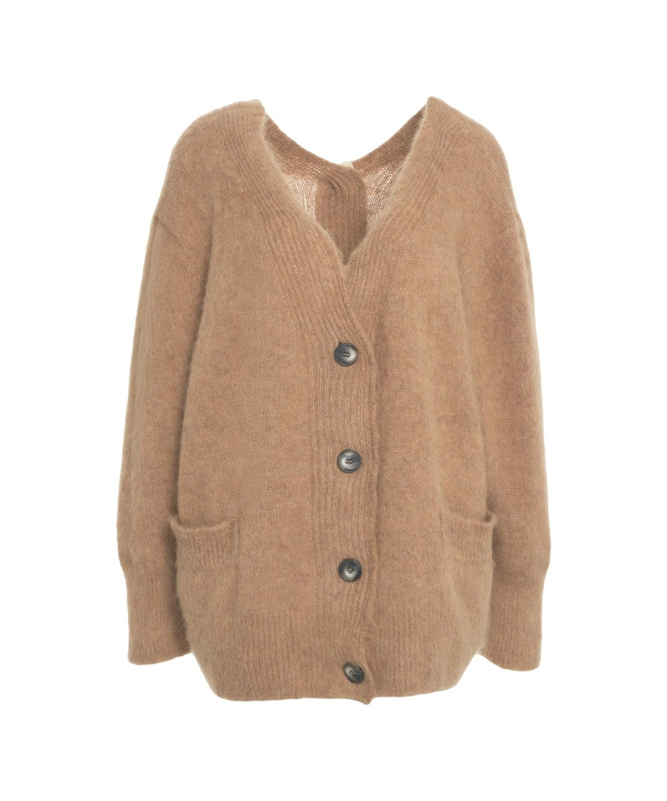 Solotre Misto Mohair Cardigan With V-Neck And Practical Pockets