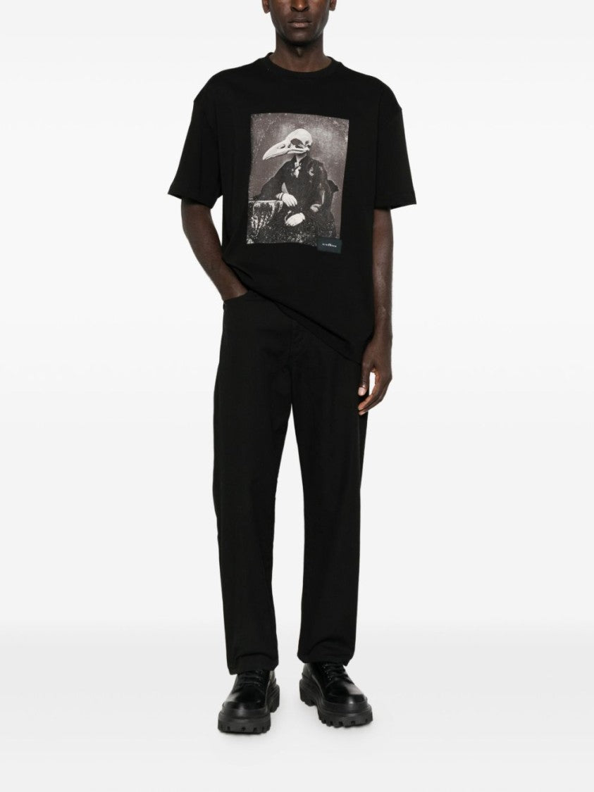 John Richmond Monochrome Graphic Print Black T-Shirt