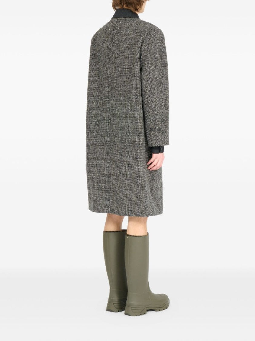 Maison Margiela Mid-Length Gray Coat With Textured Fabric