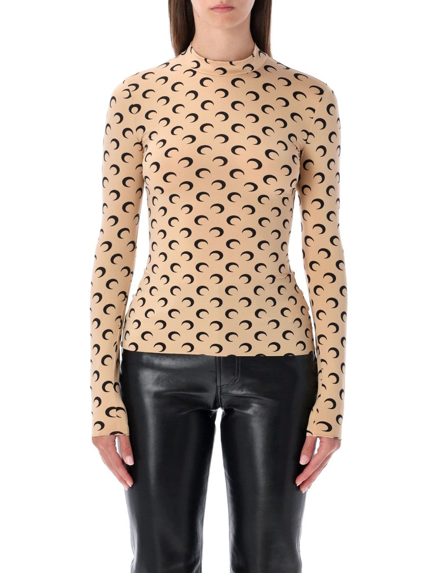 Marine Serre Second Skin High Neck Top Moon