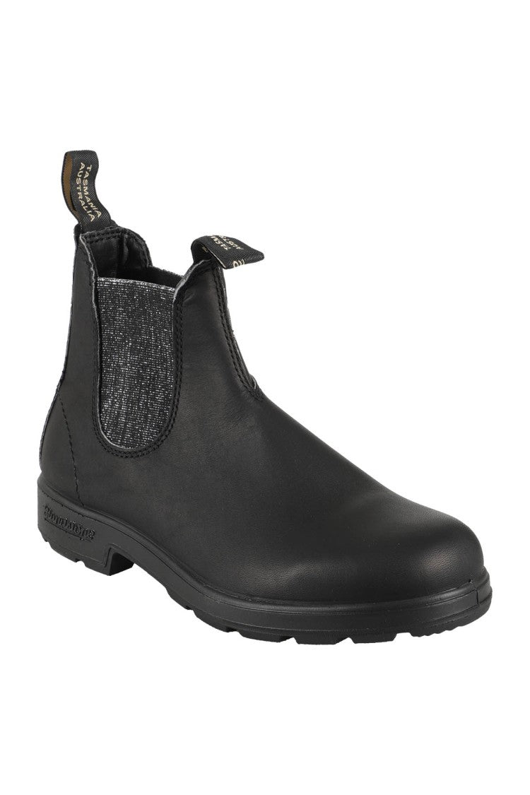 Blundstone Black Ankle Boots With Silver Elastic Glitter Panel
