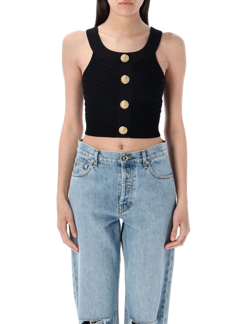 Balmain Buttoned Boatneack Top