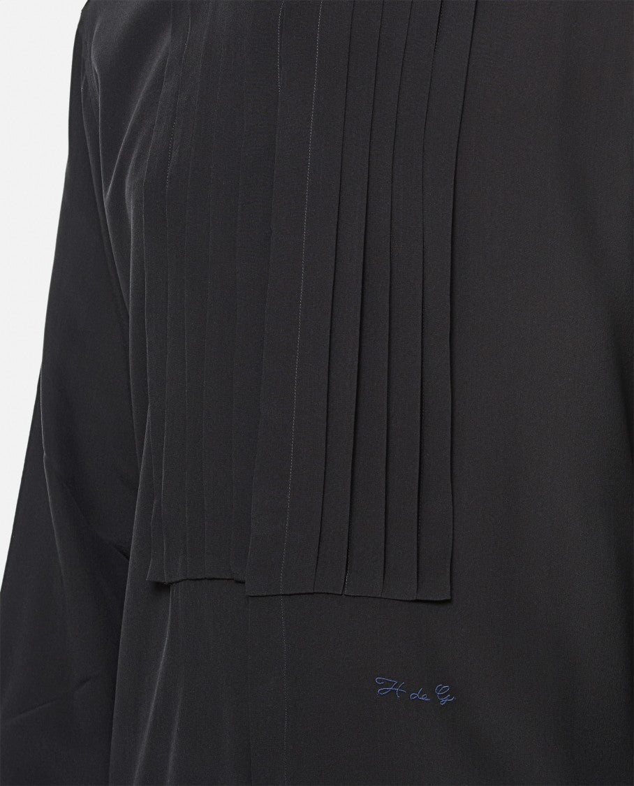 Givenchy Pleated Front Black Shirt With Classic Collar