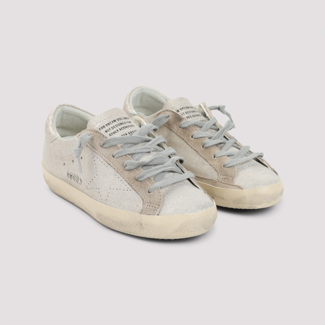 Golden Goose Beige Cow Leather Superstar Sneakers With Contrasting Black Detailing