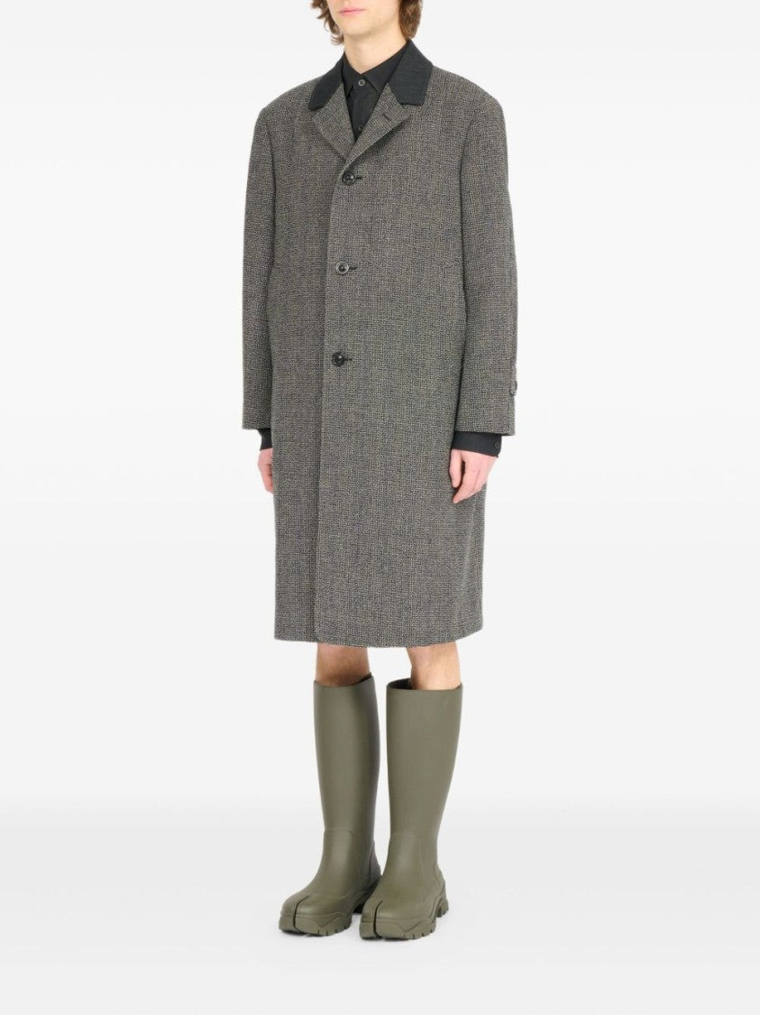 Maison Margiela Mid-Length Gray Coat With Textured Fabric