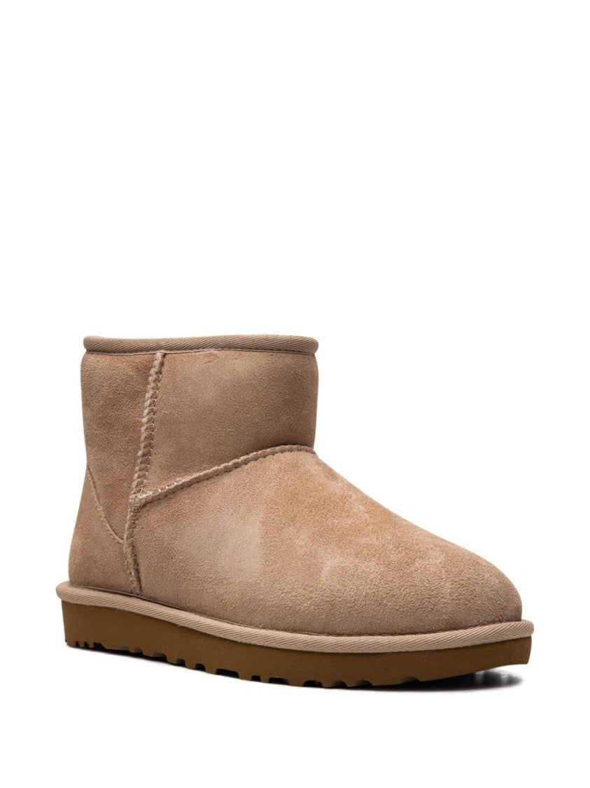 Ugg Slip-On Beige Ankle Boots With Sheepskin Lining