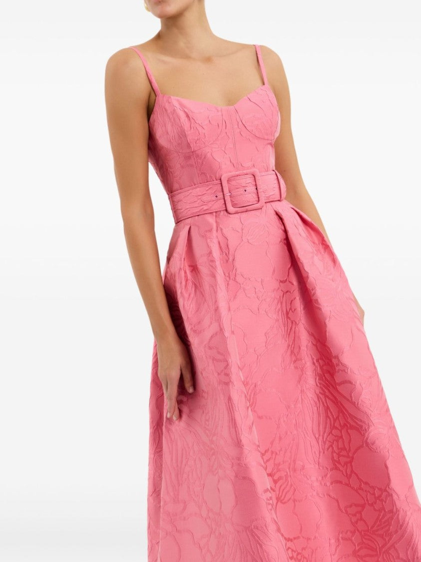 Rebecca Vallace Textured Floral Jacquard Midi Dress