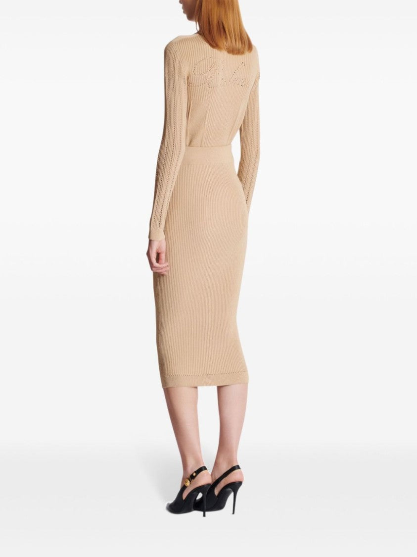 Balmain Stretch-Design Skirt With Decorative Button Detailing