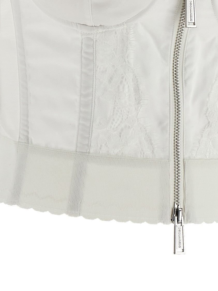 Dsquared2 Off-The-Shoulder Bustier Top With Lace And Tulle Detailing