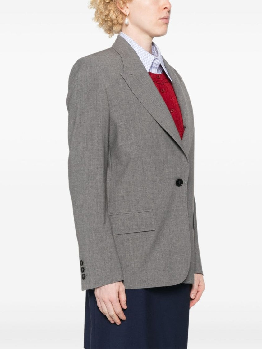 Msgm Medium Grey Classic Jacket With Button