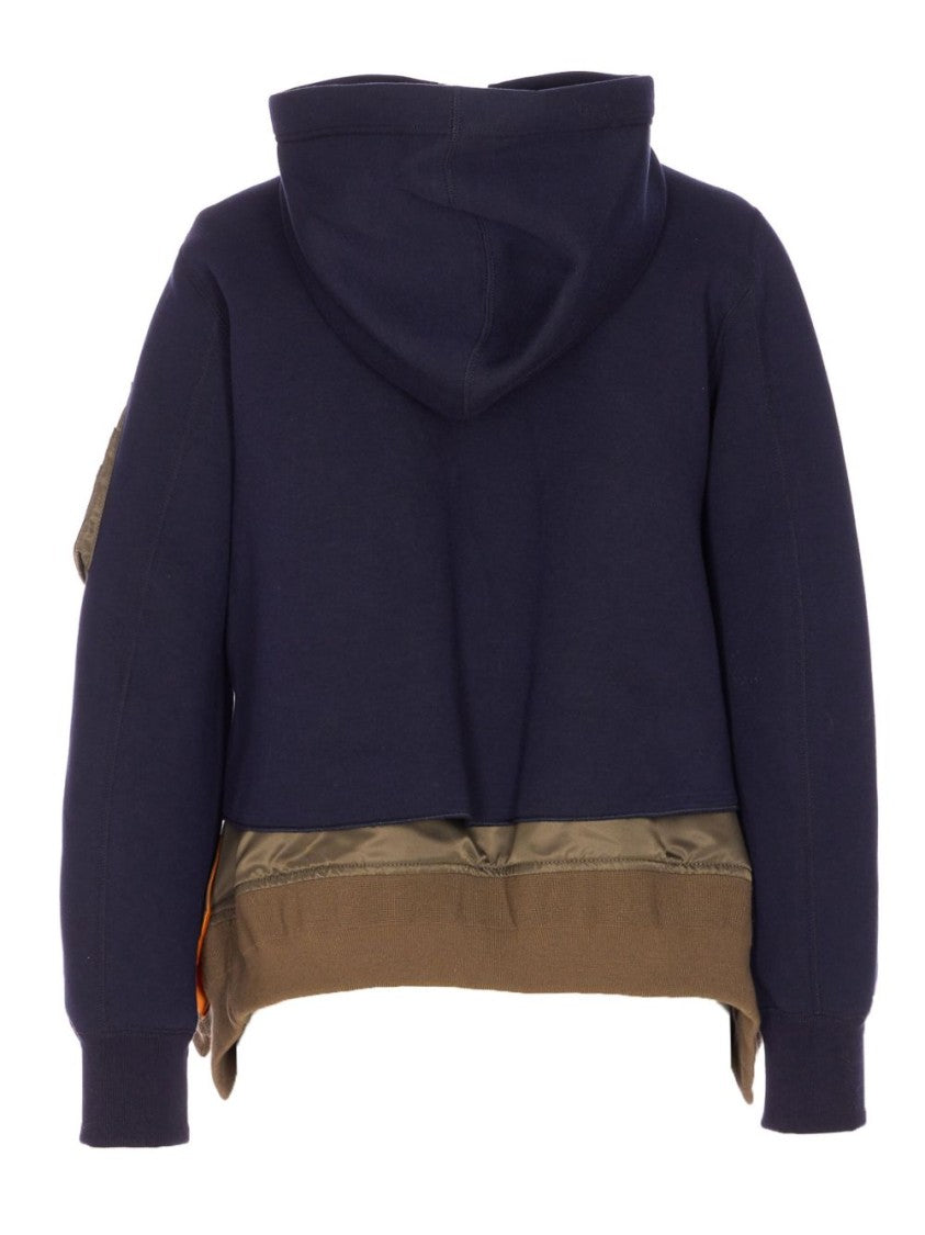 Sacai Hoodie-Style Sweater With Navy And Olive Accents