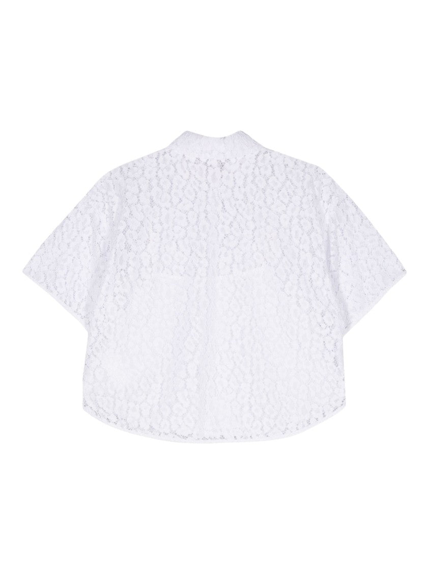 Michael Kors Lace Crop Shirt With Classic Collar
