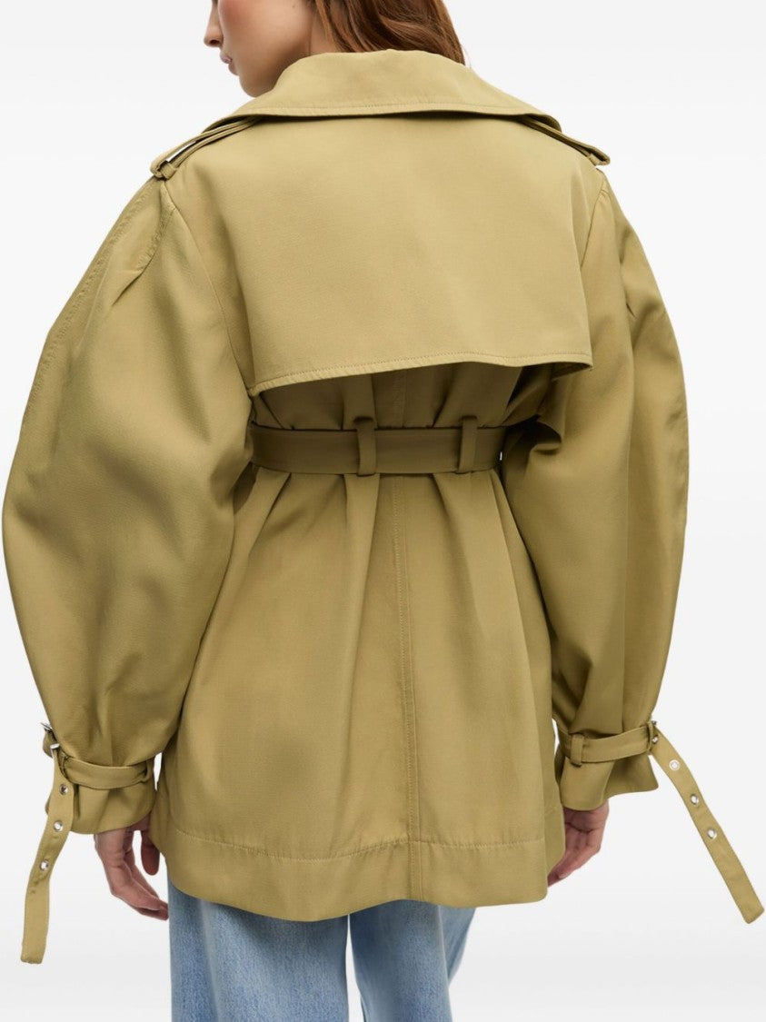 Ganni Belted Beige Short Trench Coat